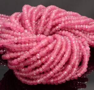 Perles Rondelles Facettées en Jade Rose Bonbon, Pierres Naturelles pour la Fabrication de Bijoux DIY, Bracelets, Colliers, Perles Artisanales - Product Image 1