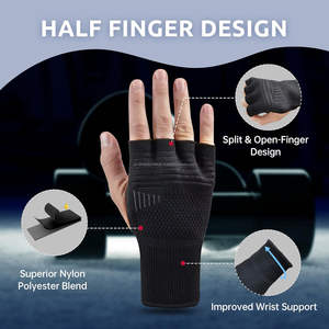 Men's and Women's Half-Finger Elasticated Cotton Boxing Gloves for Muay Thai and Hand Wrap Inner Wraps Mitts Protective <b>Gear</b> - Product Image 5