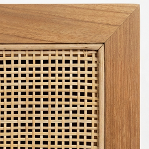 Teak Wood Sideboard Rattan Webbing 3 Drawer Accent Cabinet Low Dresser <b>Storage</b> <b>Chest</b> for Modern Living Room Furniture Wholesale - Product Image 4