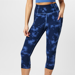 Nouveau design Legging Capri de sport pour femme, léger, taille haute, à compression, couleur unie - Product Image 1