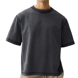 T-shirt en coton surdimensionné pour homme, coupe ample, lourd, style streetwear minimaliste, fabriqué par un fabricant de t-shirts. - Product Image 1