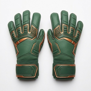Green Full Finger Football Goalkeeper <b>Gloves</b> With Adjustable Wrist Strap Non Slip Breathable Unisex Sports <b>Glove</b> - Product Image 1