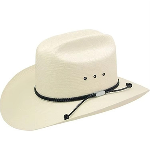 Branded Straw Woven <b>Hat</b> Black Cord Band <b>Western</b> Sun <b>Hat</b> Men Women Breathable Outdoor Country Ranch Four Seasons - Product Image 1