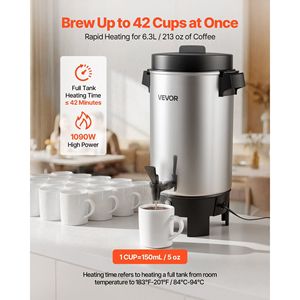 Distributore Automatico di Caffè Commerciale da 40 Tazze (203oz) 1090W, Macchina per Tè a Preparazione Rapida con Rubinetto Anti-Goccia, Dispenser di Bevande Calde - Product Image 2