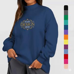 Novedad: Sudadera de cuello alto para mujer, hombros caídos, oversize, de algodón grueso de 400GSM, forro polar, corte y costura reforzados, estilo streetwear de invierno. - Product Image 4