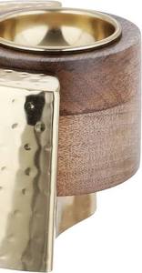 Modern Wood and Metal Incense Burner Bulk Luxury Mango Wood Bakhoor Censer with <b>Hammered</b> Gold Finish <b>Frame</b> and Metal Liner - Product Image 3