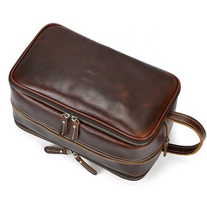 2026 New Design <b>Large</b> Leather Zipper Closure Soft Handle <b>Cosmetic</b> Dopp Kit <b>Bag</b> for Men and Women - Product Image 5