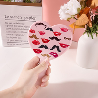 Miroir cosmétique portable en forme de cœur, double face, en plastique, avec éclairage, pour table, élégant et pratique