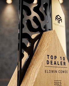 Custom Acrylic Award <b>Trophy</b> - Transparent Recognition & Appreciation <b>Plaque</b> with Wood Base for Corporate Events & Advertising - Product Image 5