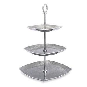 Plateaux et plats rectangulaires décoratifs, présentoir à cupcakes, pâtisseries et bonbons, support à gâteau en aluminium fait main à 3 niveaux, designs durables - Product Image 4