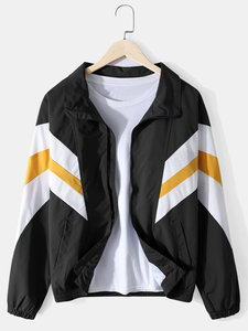 Veste de sport unisexe style racer, design color block, fermeture éclair, col rabattable, polyester respirant, idéale pour le printemps - Product Image 5