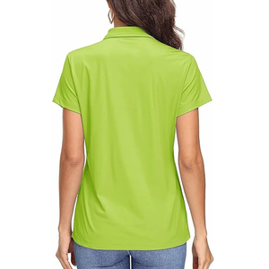 Chemise de golf décontractée vert fluorescent pour femme, protection solaire, sur mesure, vêtement d'été, séchage rapide, respirante, écologique, 100% - Product Image 2
