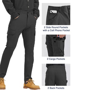 Pantalon cargo respirant coupe ajustée, design personnalisé, extensible, confortable pour les activités sportives, le bureau et la mode streetwear - Product Image 3