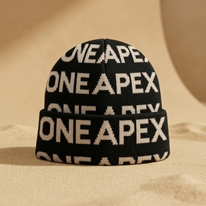 Bonnet unisexe noir et blanc avec lettres, casquette d'hiver streetwear, couvre-chef personnalisé, vente en gros, usine OEM, bonnet premium - Product Image 2