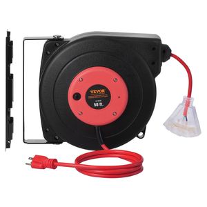 Cavo di Prolunga Avvolgibile Retrattile per Carichi Pesanti da 15 Metri (50 FT) 14AWG/3C SJTOW con Presa Tripla Illuminata da 13 Ampere - Product Image 1