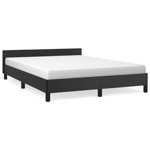 Base de Cama Tapizada en Cuero Sintético Negro con Cabecera de Madera Sintética - Categoría de Producto: Camas Tapizadas - Product Image 2