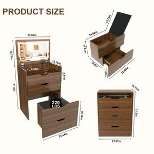 Tocador compacto 3 en 1 con espejo iluminado y taburete abatible, mesa de maquillaje para dormitorio o baño - Product Image 5