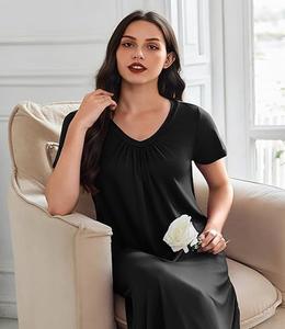 High Quality Comfortable Quick-Dry Lightweight Classic Fit Plus Size Custom Color 1-Piece Long Sleepwear Shirt for <b>Women</b> - Product Image 2