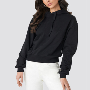 Sweat-shirt à capuche noir pour femme, coupe classique, en coton, pull décontracté avec poches, vêtements d'automne - Product Image 3