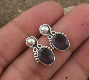 Boucles d'oreilles en quartz bleu naturel, argent sterling 925, bijoux de mariage de luxe faits à la main pour femmes, pierre précieuse fine - Product Image 3