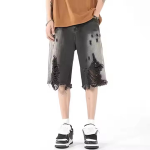 BASRA SPORTS Herren-Jeansshorts Lässige Sommerkleidung Bequemer Stretch-Stoff Distressed-Look Elastischer Bund Knielang Relaxed Fit - Product Image 6