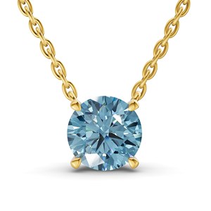 Collar solitario de oro macizo de 10k con diamante azul hielo cultivado en laboratorio, diseño elegante con engaste de puntas, diamante de corte redondo al precio más bajo. - Product Image 5