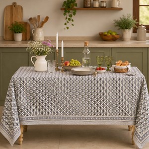 New Arrival 2026 Green Handmade Block Print Cotton Modern Eco-Friendly Tablecloth Dining <b>Table</b> <b>Cover</b> Party Wedding Home - Product Image 3