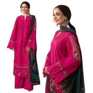 ชุดเสื้อผ้าชัลวาร์ คามีซ สำหรับฤดูร้อน ผู้หญิง คุณภาพสูง ผ้าฝ้ายลินิน ปักลายอย่างดี ระบายอากาศได้ดี ไม่ยับ ซักได้แห้งเร็ว - Product Image 1