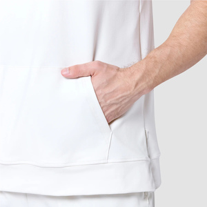 <b>Men</b> <b>Sleeveless</b> Hooded Knitted Tank Top Solid White Regular Fit Casual Summer Gym Wear - Product Image 6