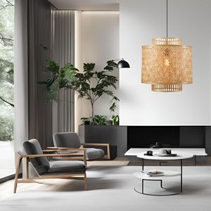 Lámpara Colgante de Bambú Premium con Estructura Resistente y Efecto de Iluminación Ambiental Suave para Interiores - Product Image 2