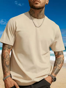 T-shirt basique d'été imprimé à manches courtes, col rond simple, coupe ajustée, haut polyvalent 100 % coton, séchage rapide, écologique, unisexe - Product Image 1