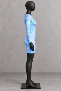 Combinaison à manches longues pour femmes, imprimé abstrait bleu rose, taille haute, coupe ajustée, vêtements de gymnastique décontractés, motif dégradé - Product Image 6