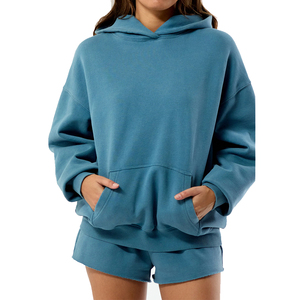 Sudadera con Capucha Extra Grande Personalizada para Mujer, Color Sólido, Hombros Caídos, Algodón, Informal, Proveedor OEM ODM 2026 - Product Image 2
