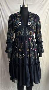 Full Sleeve Women Fancy Casual Summer <b>Dress</b> Hand Embroidery Midi Knee Length Buy Direct From Supplier At Factory Price - Product Image 2