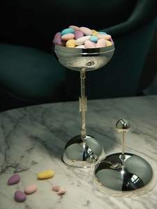 Modern Silver Chocolate Serving <b>Bowl</b> <b>Set</b> with Textured Finish and Gold Base Elegant Luxury Dessert Display - Product Image 5