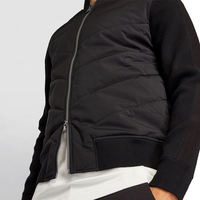Blouson bomber noir pour homme, fermeture éclair, col montant, rembourrage en polyester, vêtement décontracté pour l'automne