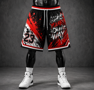 Shorts de basketball pour hommes 23 - Créez votre propre style - Polyester/Nylon à sublimation intégrale - Séchage rapide - Style sportif - Taille élastique - Product Image 1