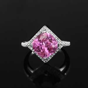 Anillo de Zafiro Rosa de Ceilán, Plata de Ley 925, Corte Cojín, Anillo de Declaración Hecho a Mano, Joyería de Compromiso, Regalo - Product Image 4