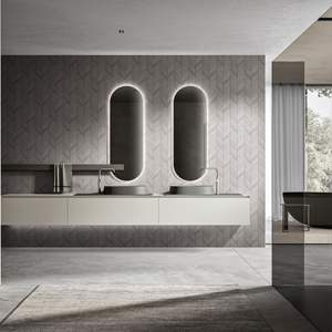 JY Project Customized Modern European RTA Plywood Bathroom Vanity with MDF <b>Mirror</b> <b>Set</b> Wall Mounted Luxury Double Sink Vanities - Product Image 4