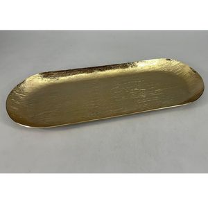 Bandeja de Metal Dorada Moderna para Chocolate, Plato Largo con Acabado Dorado, Plato Decorativo para Servir Alimentos, Vajilla de Lujo para Hotel y Restaurante - Product Image 1