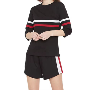 Ensemble T-shirt et short pour femme, coton premium, tenue d'été, fabrication sur mesure OEM, vêtements décontractés de haute qualité pour femme - Product Image 1