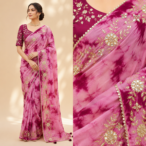 CHOHAN TEXTILE Saree de créateur vintage rose Upada en modal, protection solaire, vente en gros, bordure épaisse, robe de soirée élégante pour femme, mariage - Product Image 4