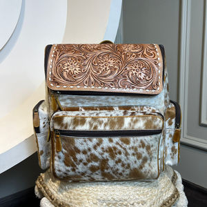 Gran oferta, mochila Floral de gran capacidad de piel de vaca para mujer, bolsa de pañales de viaje multifunción de cuero con herramientas, alta moda - Product Image 2