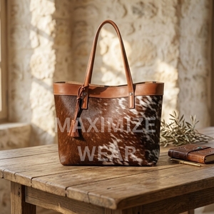 Modern Women Fashion Handbags Produced Using Genuine Cowhide Leather Hair On Hide Handmade Tote - Product Image 5