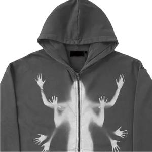 Sudadera con Capucha para Hombre, Estilo Urbano, Oversize, con Efecto Desgastado, de Forro Polar, con Estampado Vintage, de Gramaje Pesado y Corte Holgado - Product Image 3