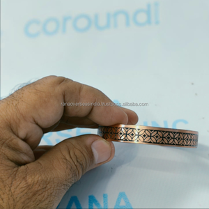 Bracelet de guérison en cuivre pur fait main, écologique, motif floral, manchette ouverte pour le confort des articulations et le port quotidien - Product Image 5