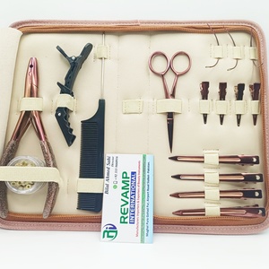 Rose Gold Hair Extension Tools Kit Stainless Steel Pliers Needle Clips Scissor Tool <b>Set</b> for Micro Ring Nano <b>Bead</b> Extensions OEM - Product Image 1