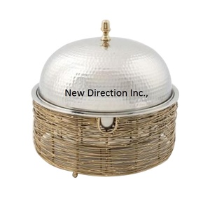 Casseroles en acier inoxydable plaqué or avec gravure de style arabe, pot de service royal pour hôtel, restaurant, traiteur - Product Image 4