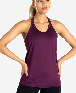 2026 Hot Sale Women's Purple Racerback Knitted Short Tank <b>Top</b> Breathable Solid Color Casual Style Eco-Friendly Polyester <b>Low</b> MOQ - Product Image 2