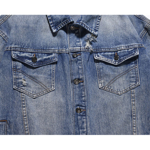 Veste en jean délavé pour homme, boutonnée, coupe décontractée, couleur unie, poches surpiquées, lavable, pour l'automne, style streetwear - Product Image 6